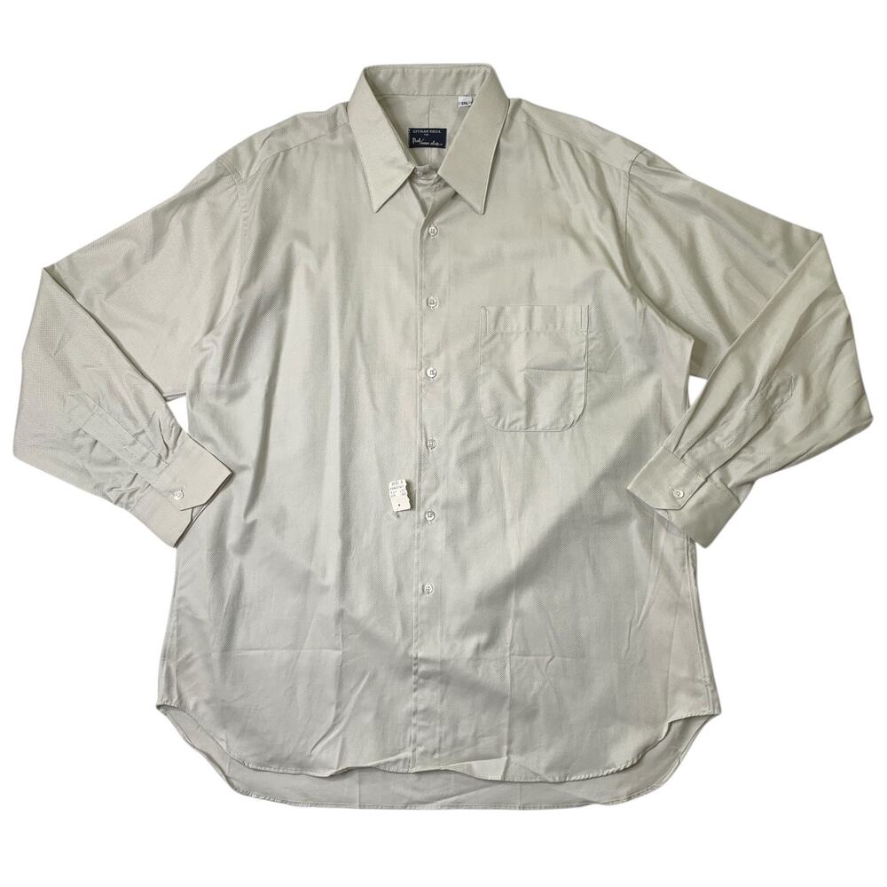 Vintage Gitman Bros Shirt Mens 17L Long Ivory Cotton Button Up Long Sleeve Dress